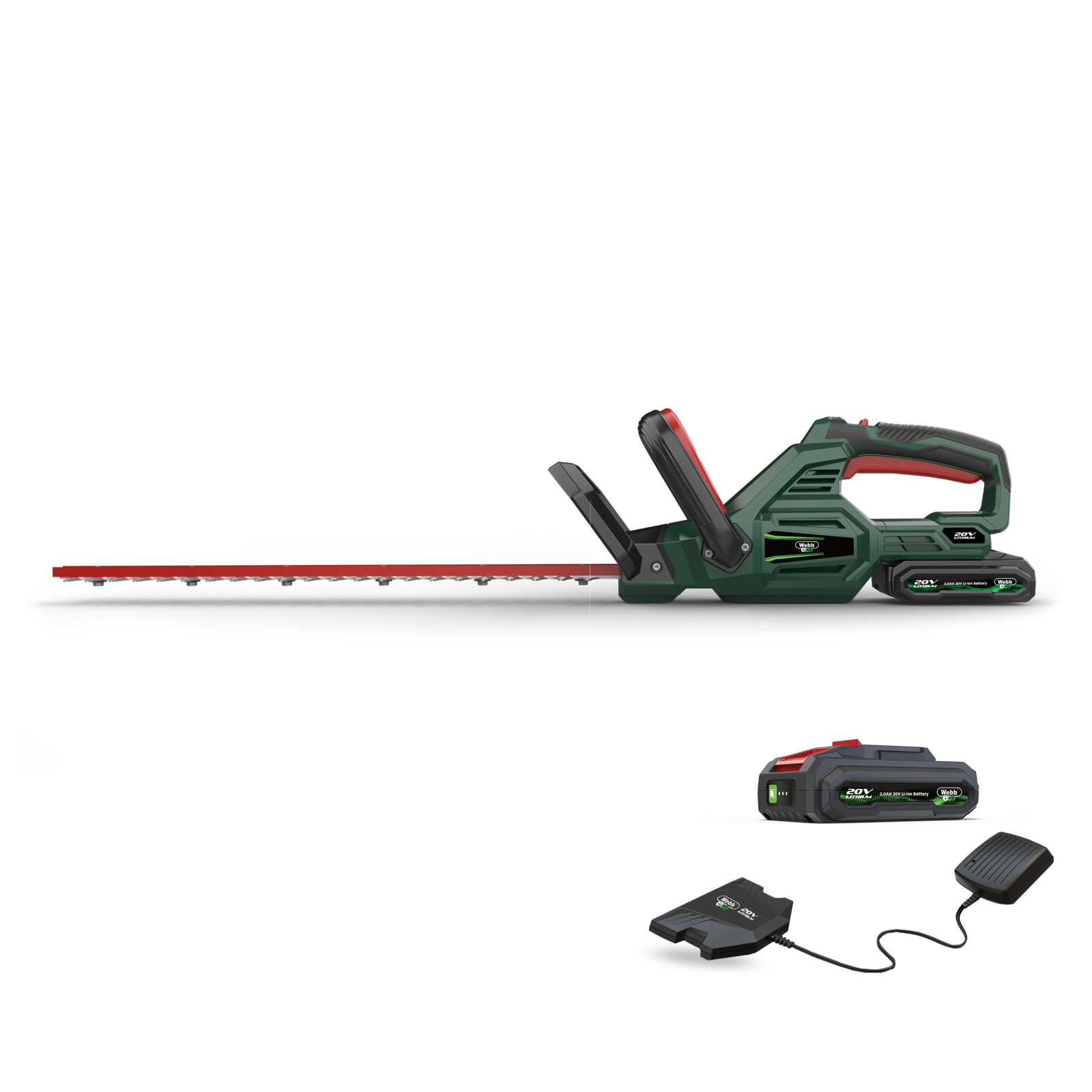 Webb 20V 50cm (20") Cordless Hedge Trimmer (2Ah Battery & Charger)