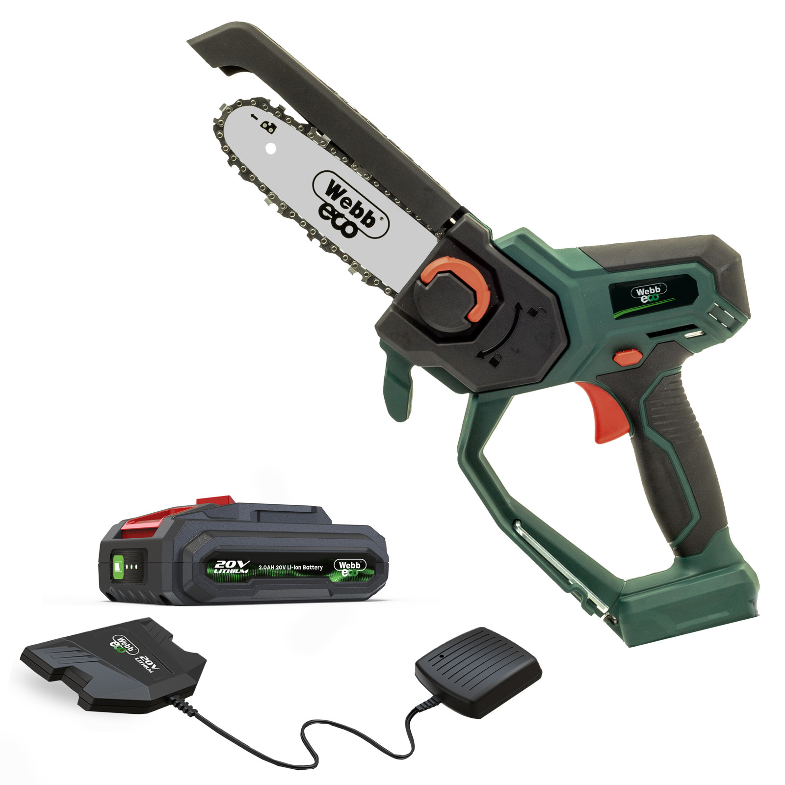 Webb 20V 15cm (6") Cordless Pruning Saw (2Ah Battery & Charger)