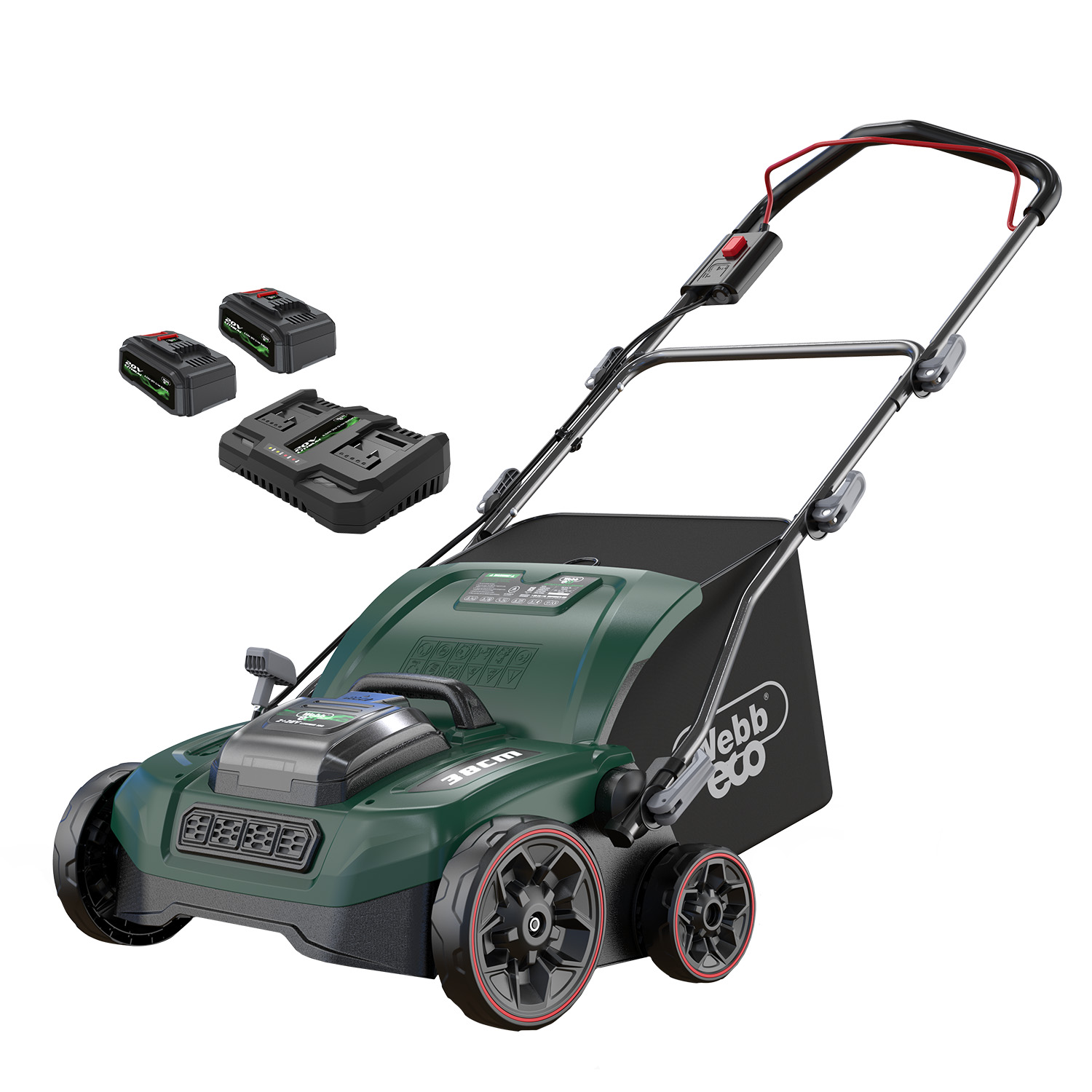 Webb 40V (2 x 20V) 38cm (15")Cordless Scarifier Rake (2 x 4Ah Batteries & Charger)