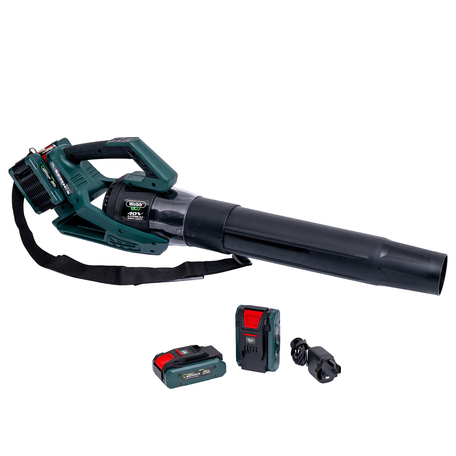 Webb 40V (2 x 20V) Brushless Axial Blower (2 x 4Ah Batteries & Charger)