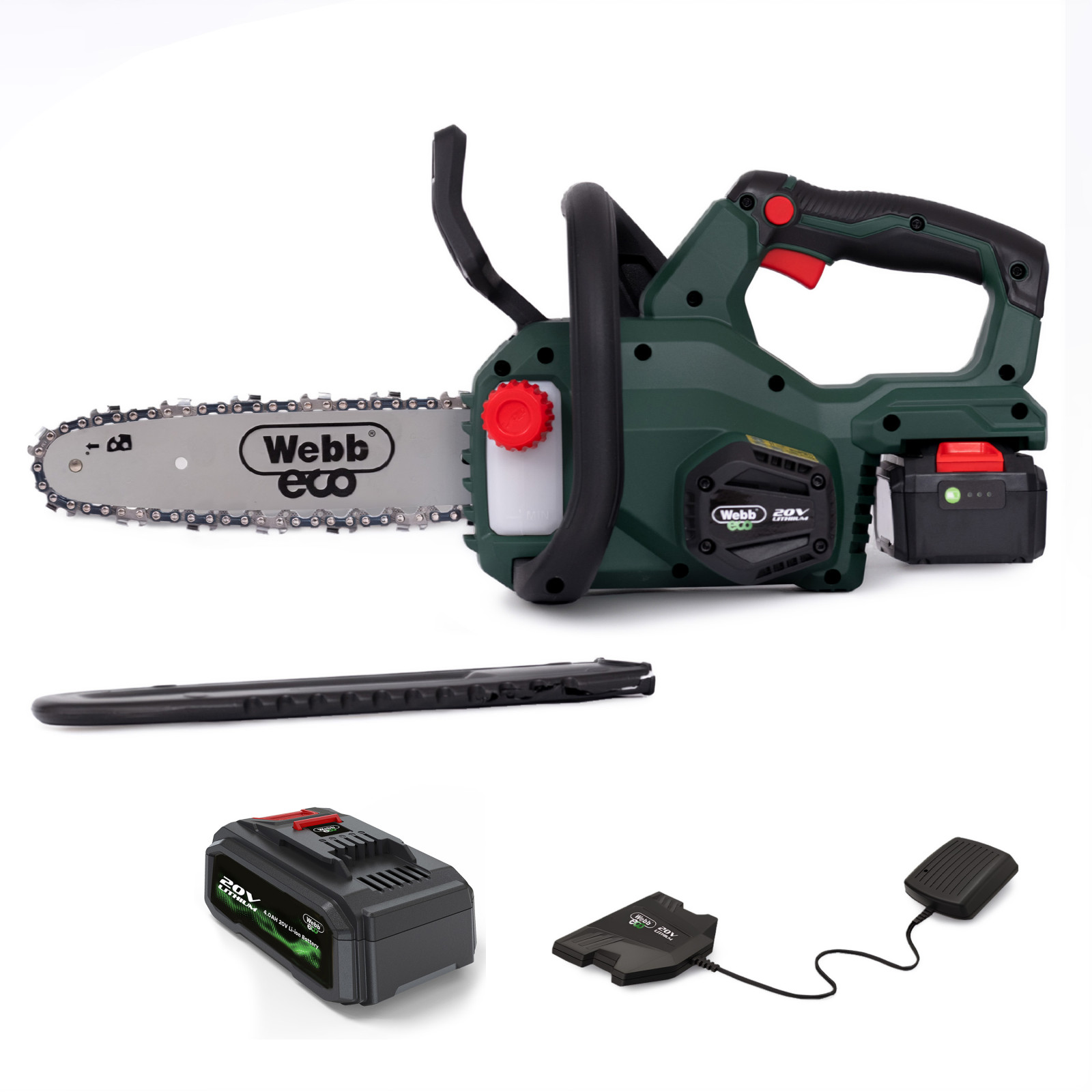 20V 25cm Cordless Chainsaw (4Ah Battery & Charger)