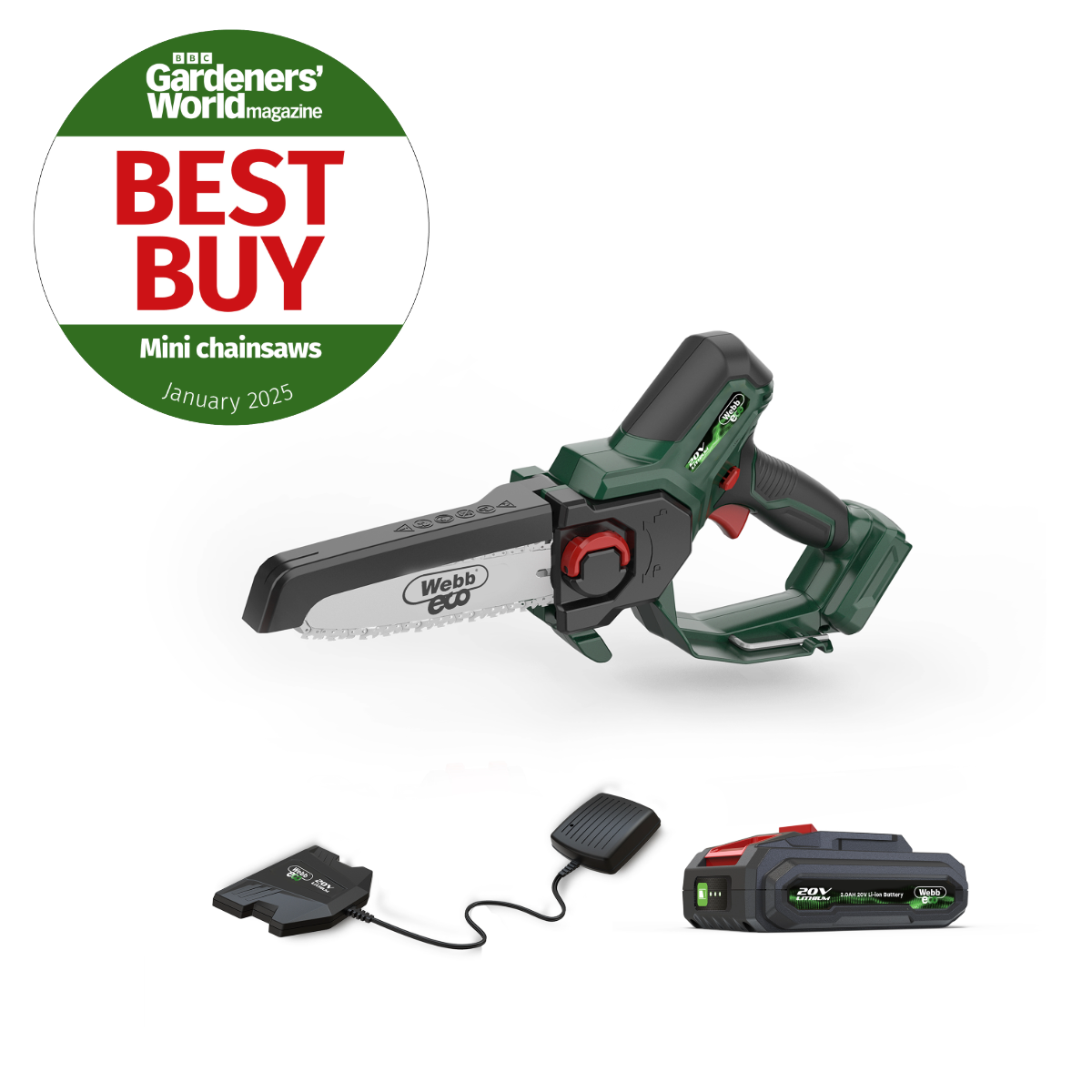 Webb 20V 15cm (6") Cordless Pruning Saw (2Ah Battery & Charger)